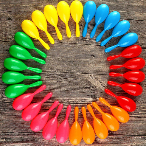 Resinta 30 Pieces Neon Maracas Shakers - Mini Noisemaker Bulk Colorful Noise Maker for Mexican Fiesta Party Favors