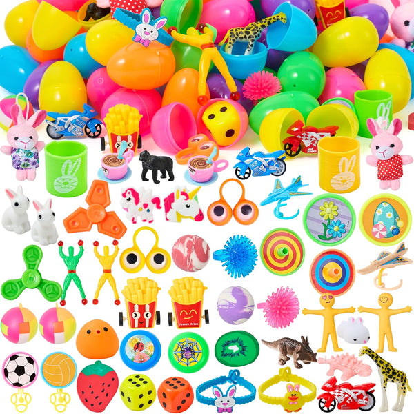 JOYIN 50 Pcs Prefilled Easter Eggs with Toys, 48 Bright Colorful and