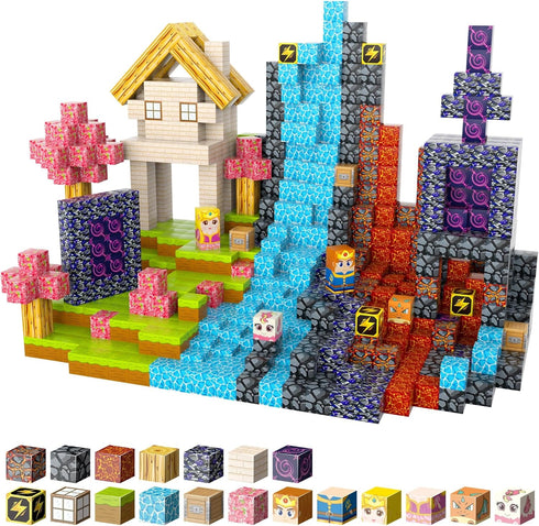 FXLYNAF Magnetic Blocks, 84-Piece 0.8in Build Prince&Princess Magnet Game Set, Stacking Building Blocks