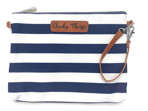 Orange Blossom Diaper Bags Set 4 Stylish Diaper Bag Organizing Pouches - XL of Navy and White Striped Canvas Diaper Bag