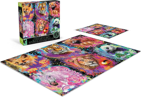 Ceaco Glow in The Dark Glowrious Animals, 750 Piece Jigsaw Puzzle