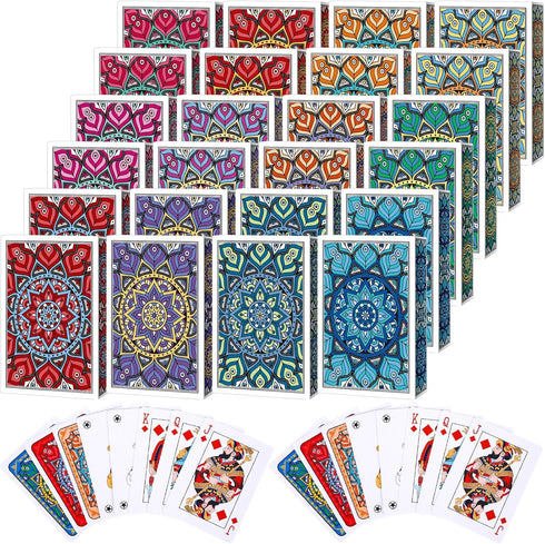 Zubebe 24 Pack Playing Cards - Vibrant Colors Mandalas Theme Poker Size Standard Index Playing Cards for Card Activities