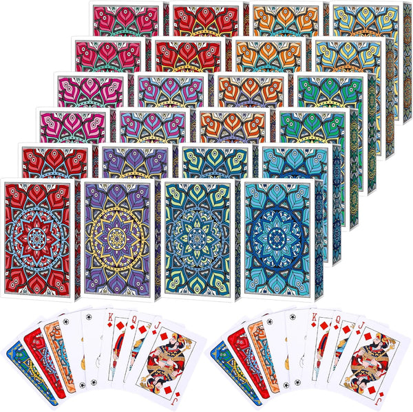 Zubebe 24 Pack Playing Cards - Vibrant Colors Mandalas Theme Poker Size Standard Index Playing Cards for Card Activities