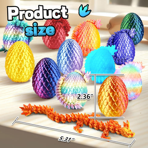 24PCS 3D Impossmaker Printed Dragon Eggs, Prefilled Easter Dragon Egg with Dragon Toy for Basket Stuffers, Unique
