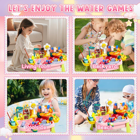 OLHKYN 2026 3+ Upgraded Toddler Sand Water Table Toy with Electric Water Pump, Kids Sand Water with Faucet/Play Food