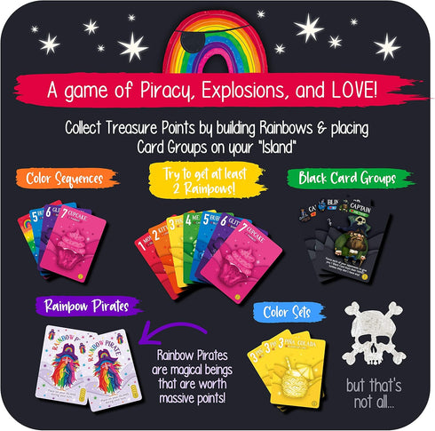 Rummy 2-5 Sweet Bros Games Rainbow Pirates - Fun Family Game for Kids, Teens & Adults, Style Card Game for Players
