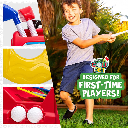 Franklin Sports Kids Toy Golf Set, MyFirst Plastic Golf Clubs + Balls Set for Kids with Carry Case and Balls