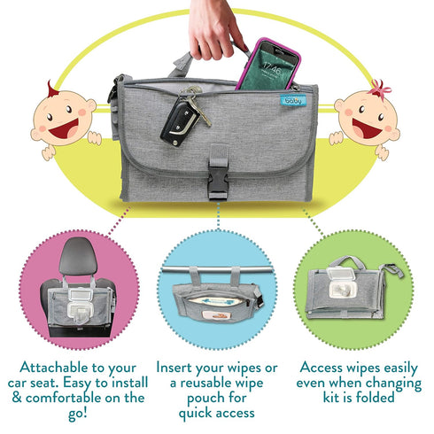 Kopi Baby Portable Diaper Changing Pad - Baby Diaper Changer Travel Bag with Wipes Pocket, Smart Design Portable