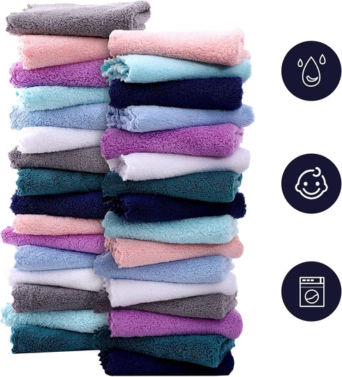 32 Pack 10x10 Inch, Baby Washcloths - Microfiber Baby Towel - Absorbent and Soft Baby Wash Clothes for Newborns