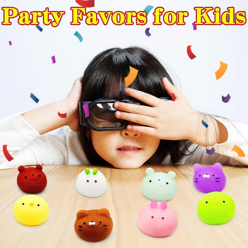 6 Pcs Mochi Squishy Toys for Kids Party Favors, Mini Round Animals Toys Kawaii Squishies for Classroom Prizes, Stress
