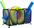 Pool Noodles Holder, Mesh Rolling Storage Organizer Bin for Toys, Balls, and Floats, Kids Height, Large (Blue/White