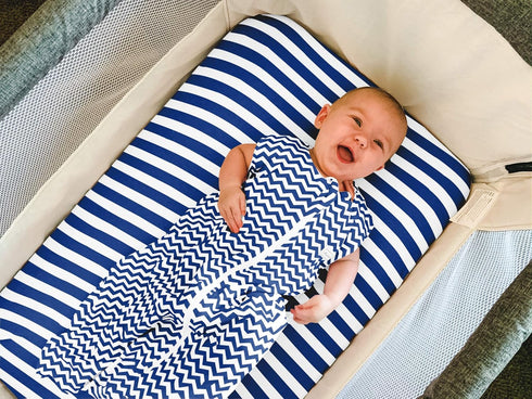 BaeBae Goods 3 Pack, Fitted Baby Crib Sheets for Boys and Girls, Soft and Breathable Jersey Cotton, Navy and White