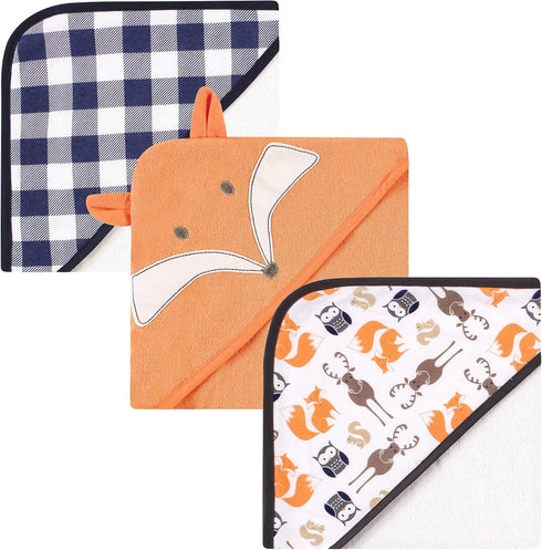 Hudson Baby Unisex Baby Cotton Rich Hooded Towels, Fox, One Size
