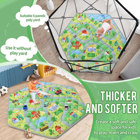 52x45 HOMBYS Hexagon Playpen Mat, Thicken Soft Playpen Mat Fits Hexagon Portable Play Yard & Playpen, Washable Baby