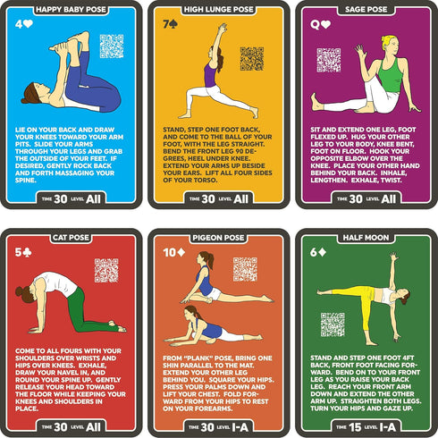 Yoga Exercise Cards, Designed by Certified Yoga Instructor, Video Instructions Included, Beginner to Advanced Poses and