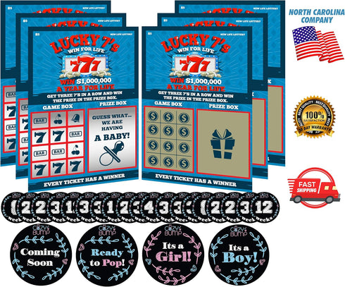 Scratch Off Pregnancy Announcement - Includes 6 Pregnancy Scratch Offs & Stickers