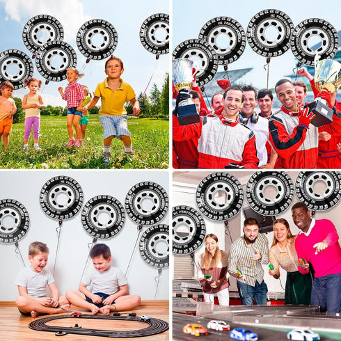 6 Pcs Large 30 Inch Race Car Wheel Balloons for Birthday Party Race Car Theme Decorations