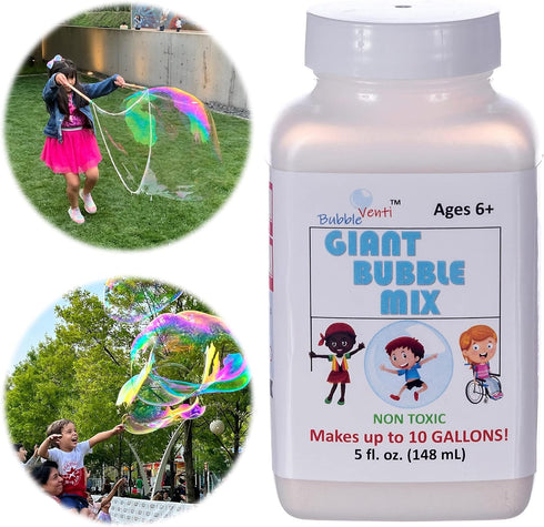 Bubbleventi Giant Bubble Mix | 100% Vegan Non-Toxic Powder Makes 10 Gallons of Premium Bubble Solution for Kids