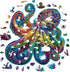 Unique Wooden Jigsaw Puzzles - Agate Octopus, 300 Pcs Medium Size, Luxurious Animal Shaped Wood Puzzle