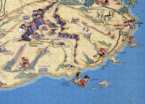 1000 Piece Adult Jigsaw Puzzle - 1931 Island of Maui Hawaii, Hawaiian Islands