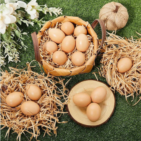 24 Syhood Pcs Wooden Fake Eggs Wood Chicken Eggs for Crafts Unpainted Egg with Blank Egg Cartons for Crafts Get Hens