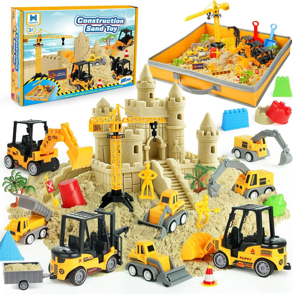 Helsort Sand Construction Site Kit - 37 Pcs Play Sand Art Kit with
