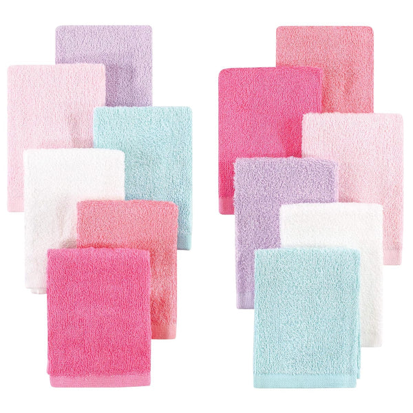 Hudson Baby Unisex Baby Rayon from Bamboo Woven Washcloths 12pk, Pink Lilac,