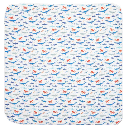 Shark Muslin Stroller Blanket by Stephen Joseph - Soft Baby Blanket