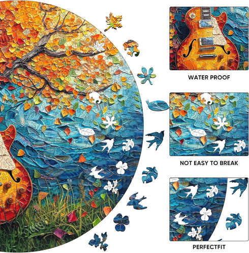 Wooden Puzzle for Adults, Guitar Wooden Jigsaw Puzzle (200pcs, 11.2 * 11.2in) - Beautiful Gift for Family