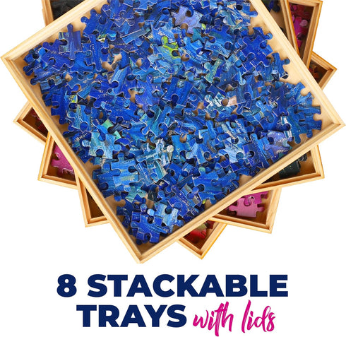 LOLO TOYS 8 8 Inch, 1500 Premium Wooden Puzzle Trays Stackable x Sort up to Pieces Durable Sorting Tray Organizer