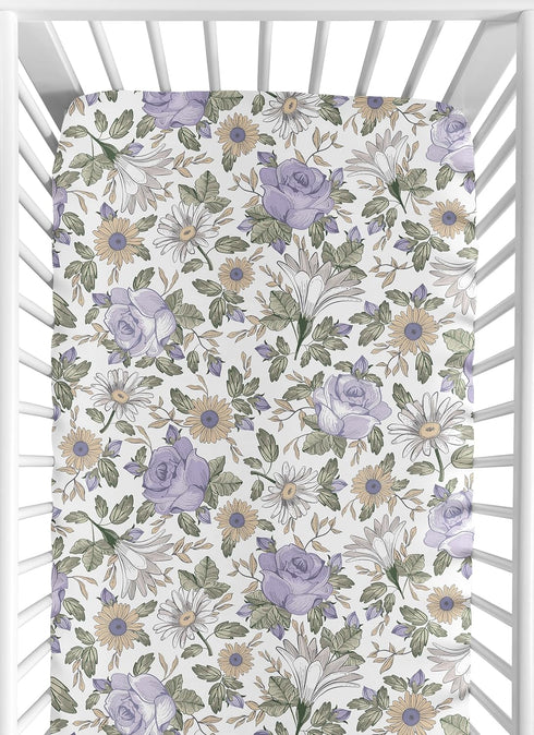 Sweet Jojo Designs Fitted Baby Crib Sheets (Vintage Boho Floral) for Girls,