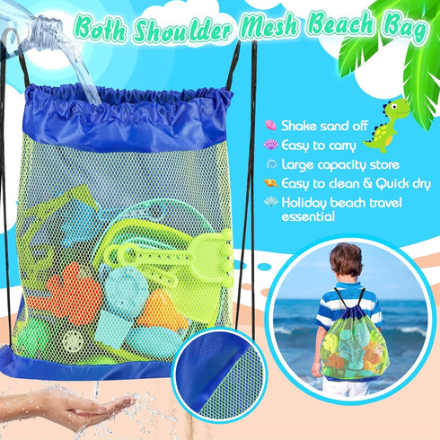 36Pcs 2 Ages3-12 Beach Toys, Dinosaur Sand Toys for Kids Toddlers, Sandbox Toys with Truck, Collapsible Beach Bucket