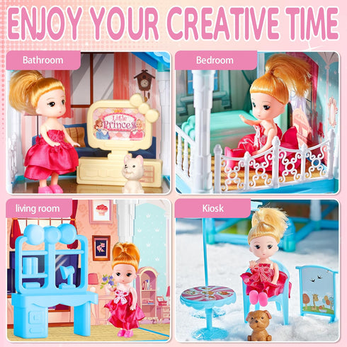 OCTERIC Girls,13 2 3 4 5 6 7 8 9 10 OCRETIC Doll House for Rooms Dollhouse with Dolls, Lights, Figure
