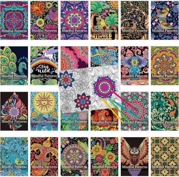 Liliful 24 Pcs Mindful Coloring Book Bulk for Adult DIY Art Stress