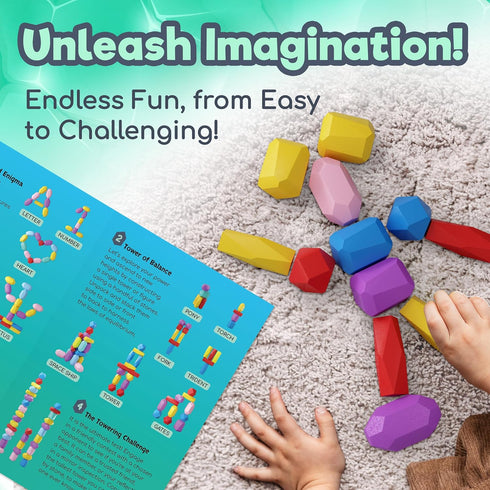 Wooden Stacking Blocks, Montessori Toys for Toddlers 1-6 Years, Building Games for Kids