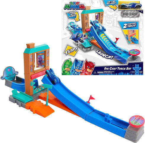 PJ Masks Die Cast Playset for 1:43 Scale Vehicles, Includes Track Set and Cat-Car