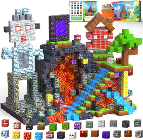 ANDENLEY 150PCS Magnetic Blocks, Magnetic Building Blocks Cubes, Magnet Tiles Stacking STEM Building