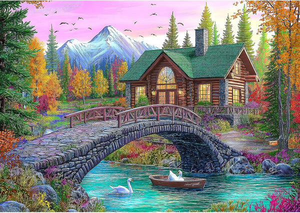 Blueforest 1000 Piece Jigsaw Puzzle for Adults - Challenging Stone Bridge Cottage