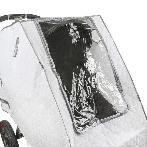 Masirs Universal Baby Stroller Rain Cover, Quilted White Mesh Material for Ventilation and Night Visibility