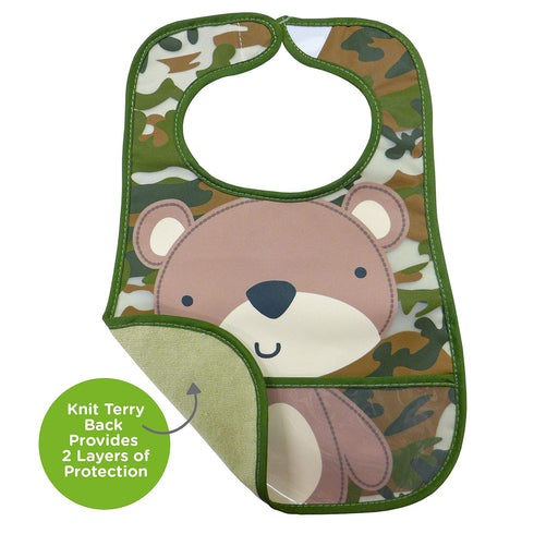 Neat Solutions 2 Pack Water Resistant Toddler Bib Set - Multi Bear & Raccoon