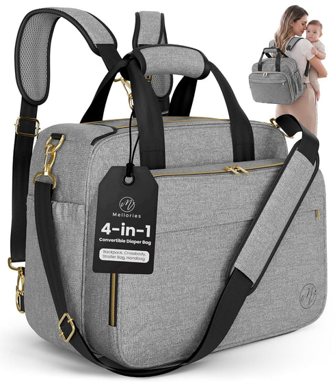 Mellories 4 in 1 Convertible Baby Diaper Bag Converts from Tote to