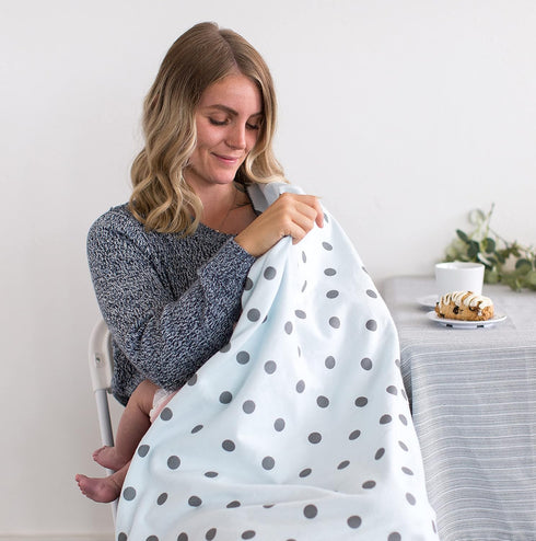 SwaddleDesigns Large Receiving Blanket, Ultimate Swaddle for Baby Boys, Softest US Cotton Flannel, Sterling Mod Circles