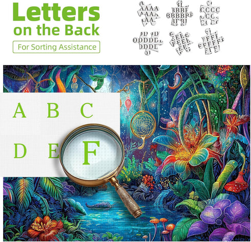 1000 Puzzle(27.5"X19.6") Fantasy Garden Piece Puzzle for Adults Beautiful Enchanted Forest Night Scene Colorful Jigsaw