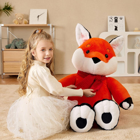 EARTHSOUND Giant Fox Stuffed Animal Plush Toy - Large Realistic Jumbo Soft Toys, Cute Huge Fluffy Plushy Gift for Kids