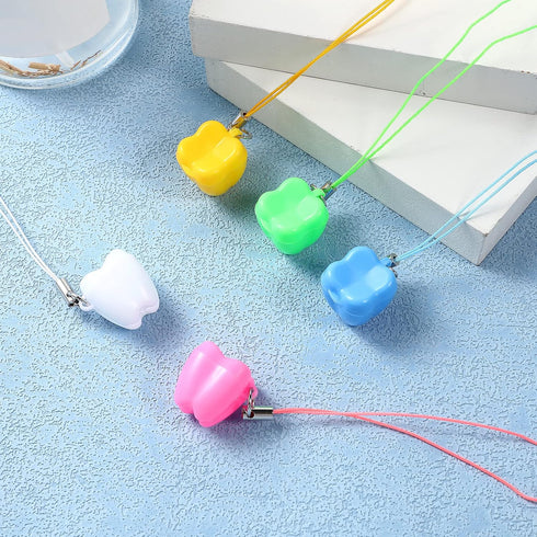 SUPVOX 5PCS Baby Teeth Storage Box with Necklace: Cute Organizer for Kids Keepsake Holder for Milk Teeth