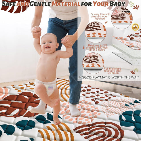 43x43 Inch) Baby Play Mats for Floor, Playpen Mat for Babies, Extra Thicker & Soft Floor Crawling Mat, Foldable