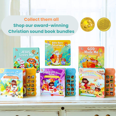 8 1-5, 1-3 GO GO Bible Heroes Stories Songs Sound Book with Songs, Singing Toy, Sound Play for Ages Musical Learning