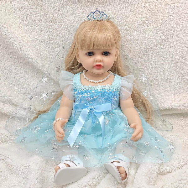 Realistic 22 Inch Reborn Baby Doll - Silicone Full Body American Girl, Weighted Soft Toy Birthday Gift Set for Over 3
