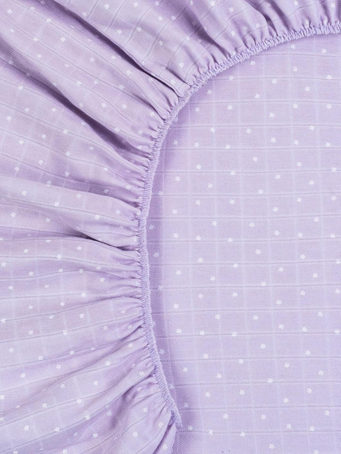 Organic Cotton Muslin Crib Sheet - Lavender Stars Design for Baby Comfort