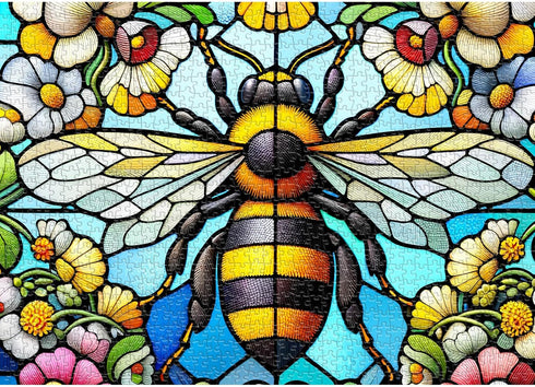 1000 1000 1000 27.5"x19.7" Sutinban Stained Glass Bee Puzzle Pieces, Piece Puzzle for Adults, Challenging Game Home